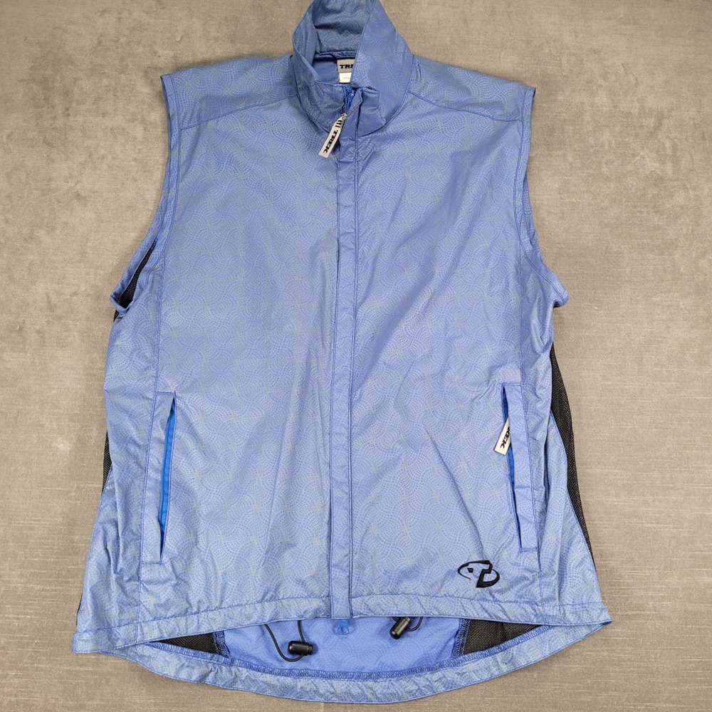 Trek Vest Full Zip Sleeveless Pockets Blue Patterned Lightweight L